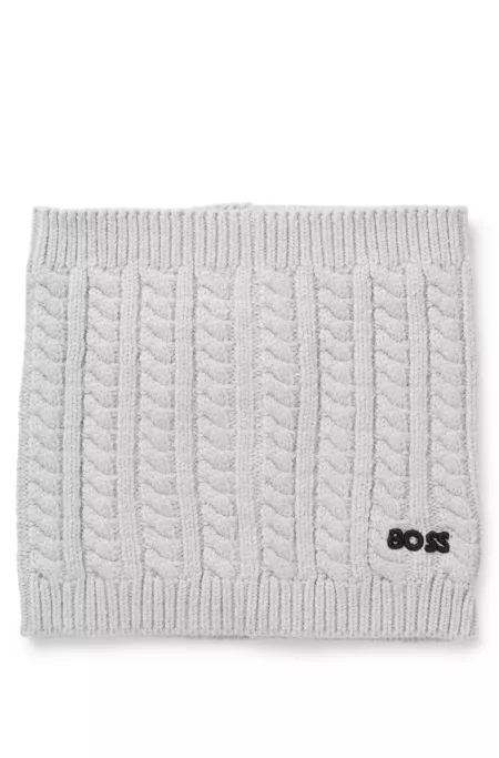 Kids' embroidered-logo snood with cable knit
