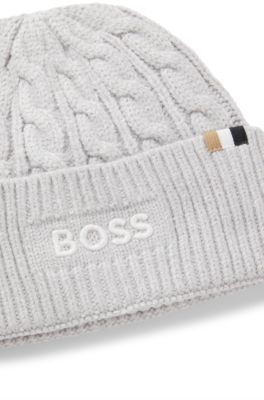 Kids beanie hat with embroidered logo, Light Grey