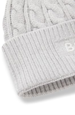 Kids beanie hat with embroidered logo, Light Grey