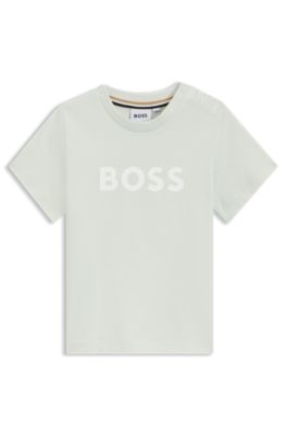 Kids' cotton jersey T-shirt with logo print, Light Green
