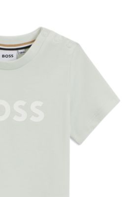 Kids' cotton jersey T-shirt with logo print, Light Green