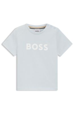 Kids' cotton jersey T-shirt with logo print, Light Blue