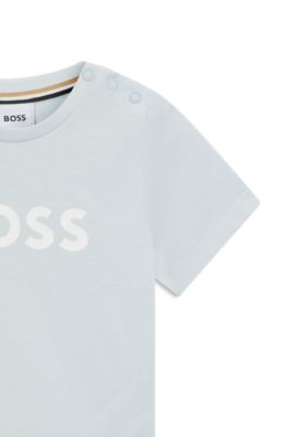 Kids' cotton jersey T-shirt with logo print, Light Blue