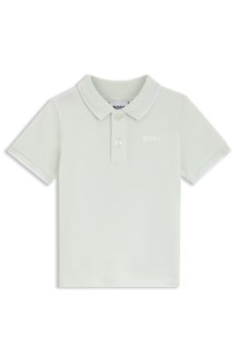 Kids' cotton piqu&eacute; polo shirt with logo print, Light Green