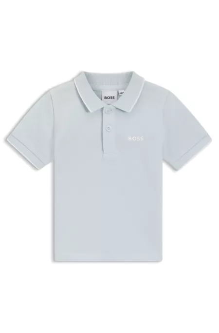 Kids' cotton piqué polo shirt with logo print