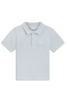 Kids' cotton piqu&eacute; polo shirt with logo print, Light Blue