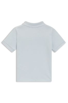 Kids' cotton piqu&eacute; polo shirt with logo print, Light Blue