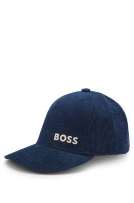 Kids' cotton-velvet cap with logo, Dark Blue