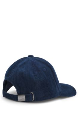 Kids' cotton-velvet cap with logo, Dark Blue
