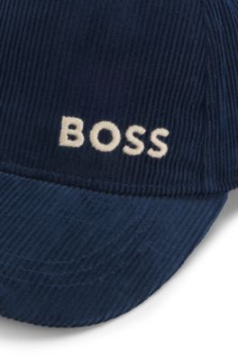 Kids' cotton-velvet cap with logo, Dark Blue