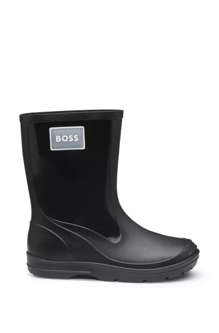 Kids' rain boots with rubber logo badge