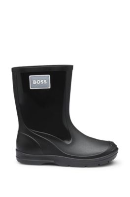 Botas de agua para ni&ntilde;os con insignia de logo de goma, Negro