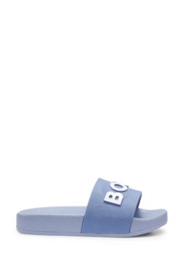 Kids' slides with contrast logo, Blue