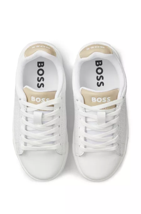 Kids' sneakers in monogram-embossed leather