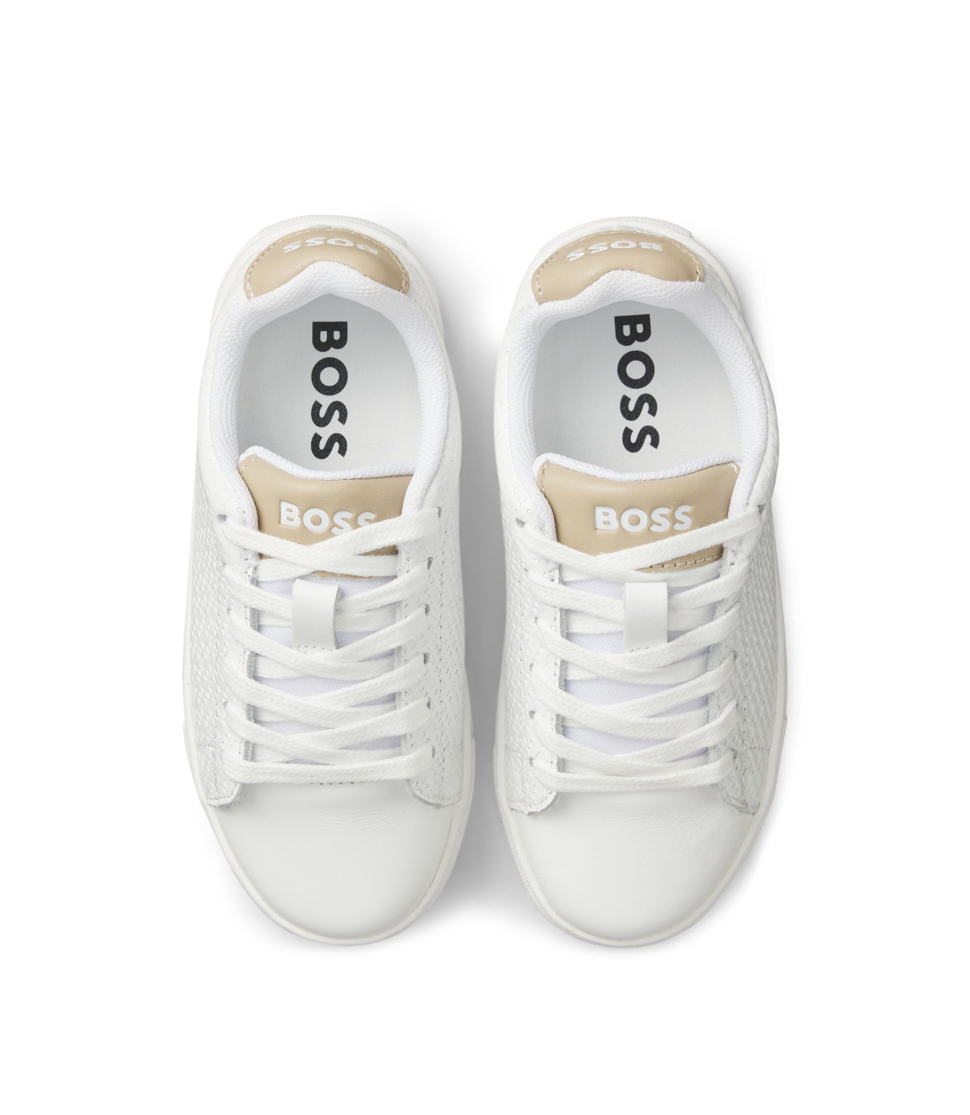 BOSS Jr.様 BOSS - Kids' sneakers in monogram-embossed leather - White