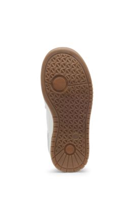 Deportivas para ni&ntilde;os de piel de napa y lona con logo, Blanco