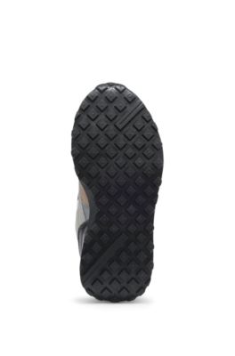 Kids' logo sneakers in leather and canvas, Black