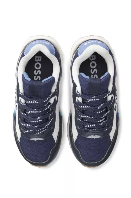 Kids' logo sneakers in leather and canvas