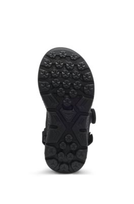 Kids' sandals in faux leather and mesh, Black