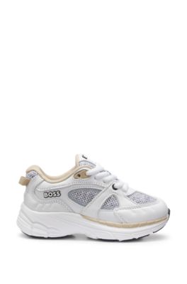 Deportivas para ni&ntilde;os de piel y malla, Blanco