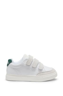 Kids' sneakers in leather and mesh, White