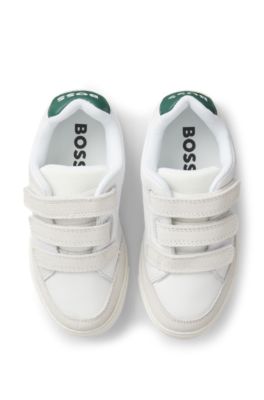 Kids' sneakers in leather and mesh, White