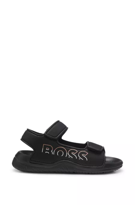Kids' two-strap sandals with side logo print
