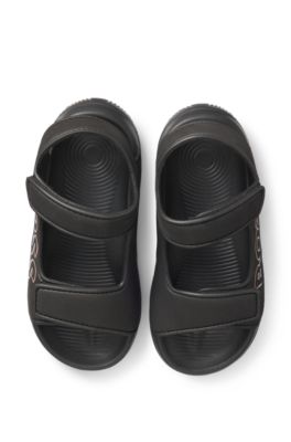 Kids' two-strap sandals with side logo print, Black