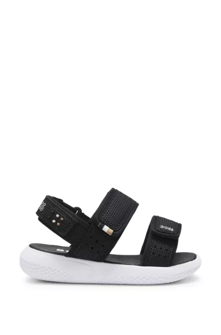 Kids' sandals in faux leather and mesh