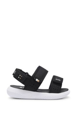 Sandalias para ni&ntilde;os en piel sint&eacute;tica y malla, Negro