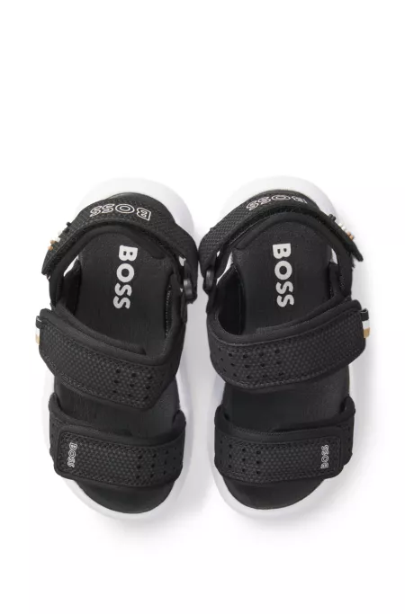 Kids' sandals in faux leather and mesh