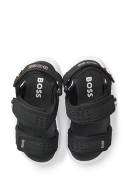 Sandalias para ni&ntilde;os en piel sint&eacute;tica y malla, Negro