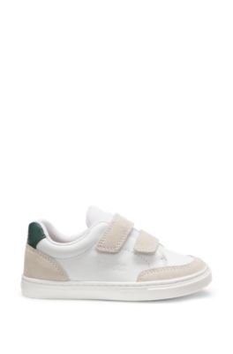 Deportivas para ni&ntilde;os de piel y lona, Blanco