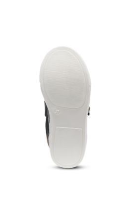 Kids' sneakers in leather and canvas, Black