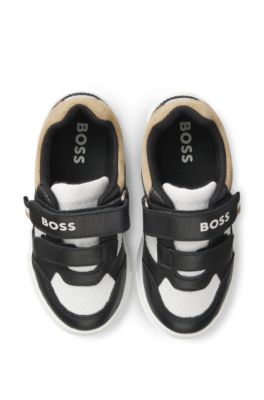 Deportivas para ni&ntilde;os de piel y lona, Negro