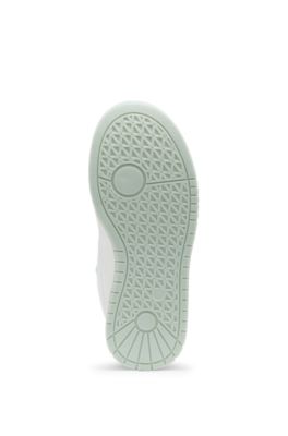Deportivas para ni&ntilde;os de piel y lona con logo, Blanco