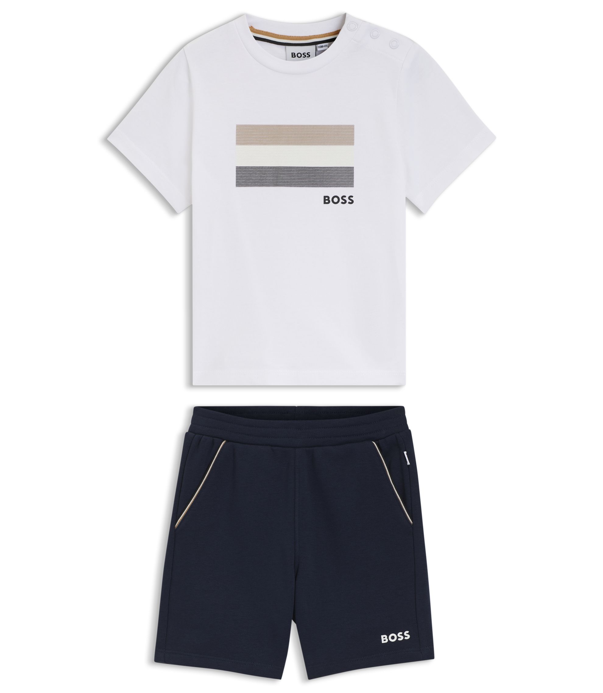 BOSS - Kids' T-shirt and shorts set with signature-stripe details