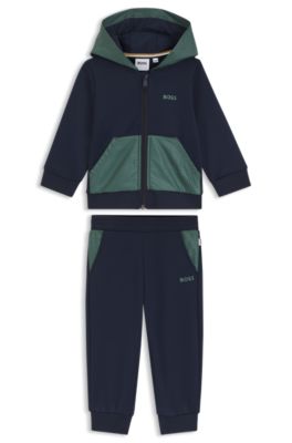 Kids' tracksuit set with Double-B monogram inserts, Dark Blue
