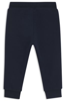 Pantalones de ch&aacute;ndal para ni&ntilde;os de forro polar con etiqueta con logo, Azul oscuro