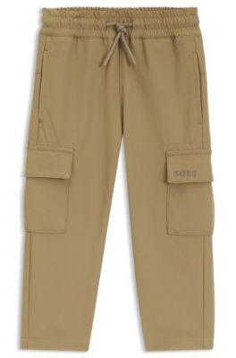 Kids' crinkled-fleece sweatpants with cargo pockets, Brown