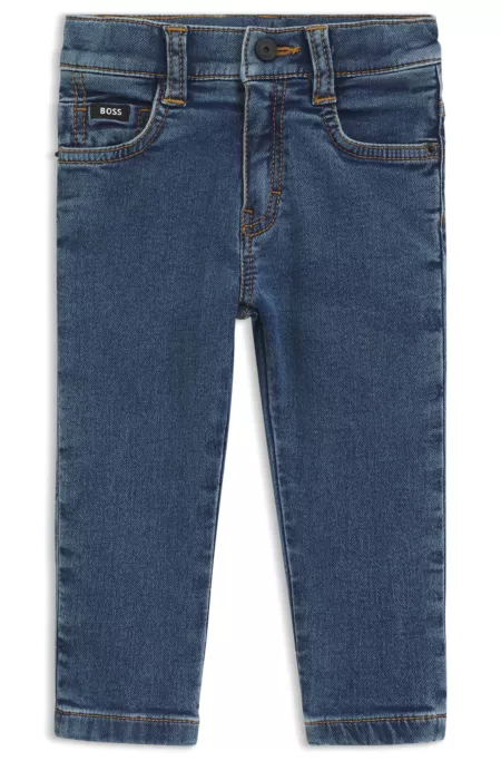 Kids' jeans in blue stretch-knit denim