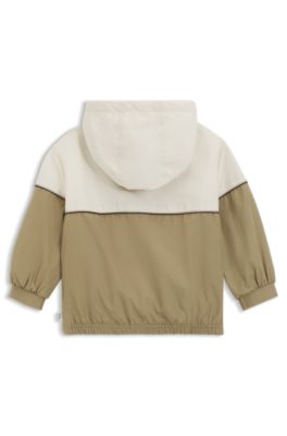 Cazadora cortavientos para ni&ntilde;os con capucha y monograma Double&nbsp;B, Marr&oacute;n