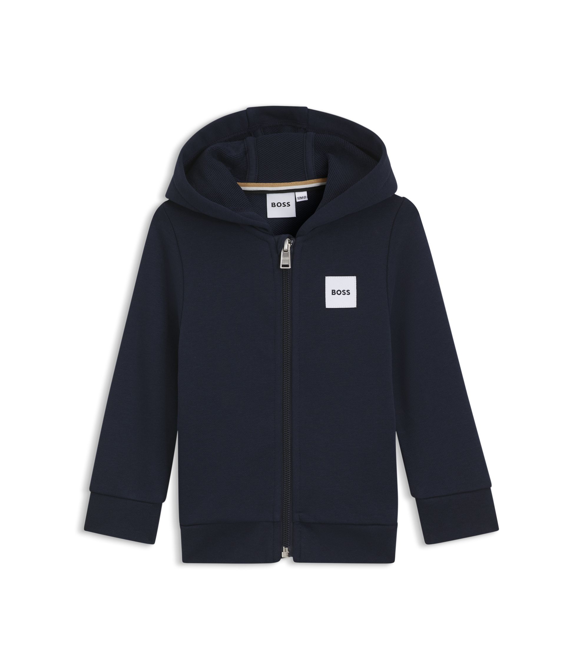 BOSS - Kids' zip-up hoodie in a cotton blend - Dark Blue
