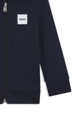 Kids' zip-up hoodie in a cotton blend, Dark Blue