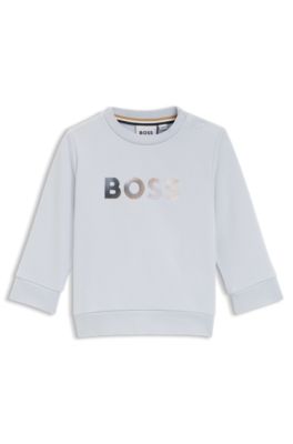 Sudadera para ni&ntilde;os en felpa de algod&oacute;n con logo, Celeste