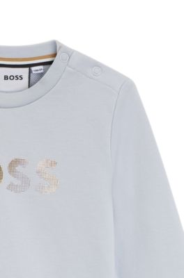 Sudadera para ni&ntilde;os en felpa de algod&oacute;n con logo, Celeste