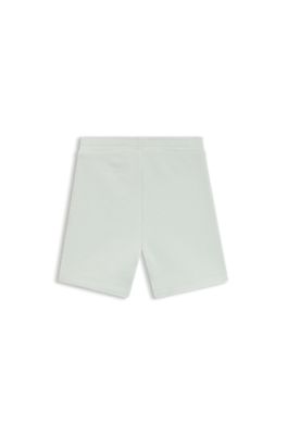 Kids' fleece shorts with logo label, Light Green