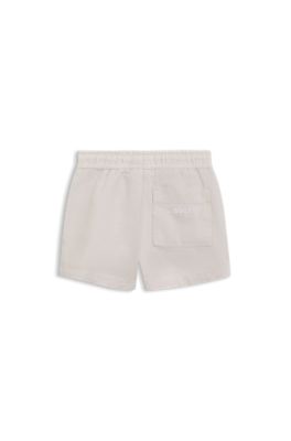 Shorts para ni&ntilde;os de lino y algod&oacute;n, Blanco