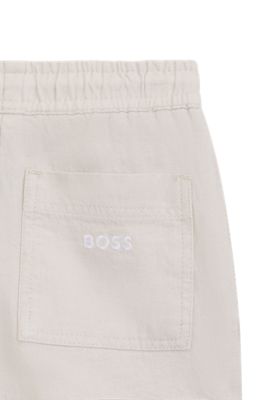 Shorts para ni&ntilde;os de lino y algod&oacute;n, Blanco