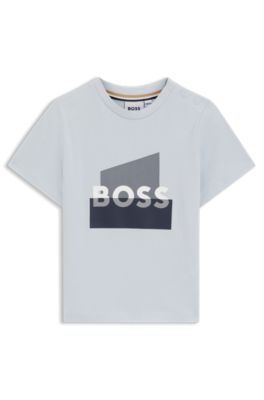 Camiseta para ni&ntilde;os en algod&oacute;n con gr&aacute;fico de logo, Celeste